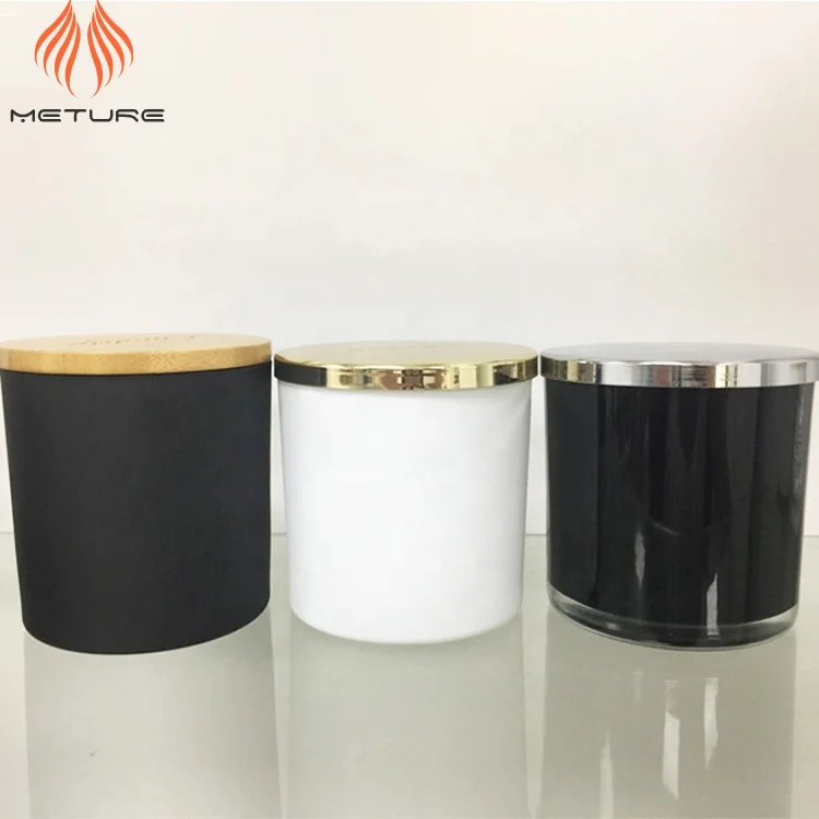 3oz 7oz 8oz 10oz 12oz colored custom white black glass candle jar with wooden lid available