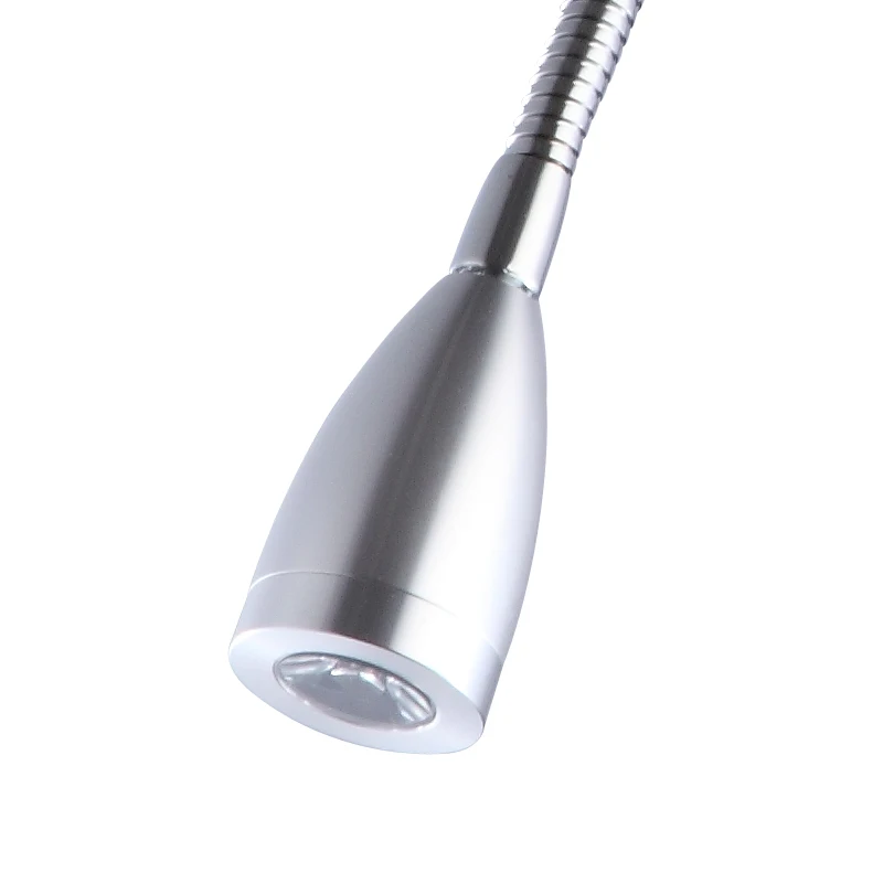 Aluminum Silver 3W Flexible Hose Led Read Bedside Table Lamp Book Reading Light with switch pipe light LED beside wall light