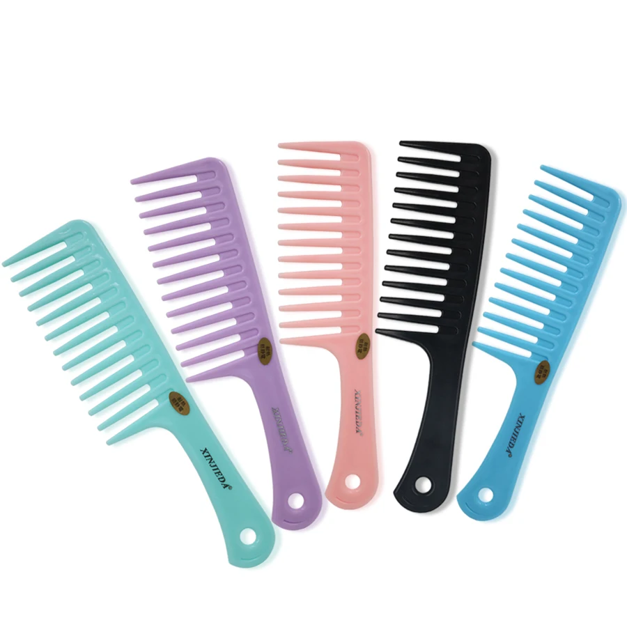 Free Sample Wholesale Custom LOGO Hairdressing  Detangling Shower Hair Comb Heat-Resistant Large Plastic Wide Tooth Hair Comb