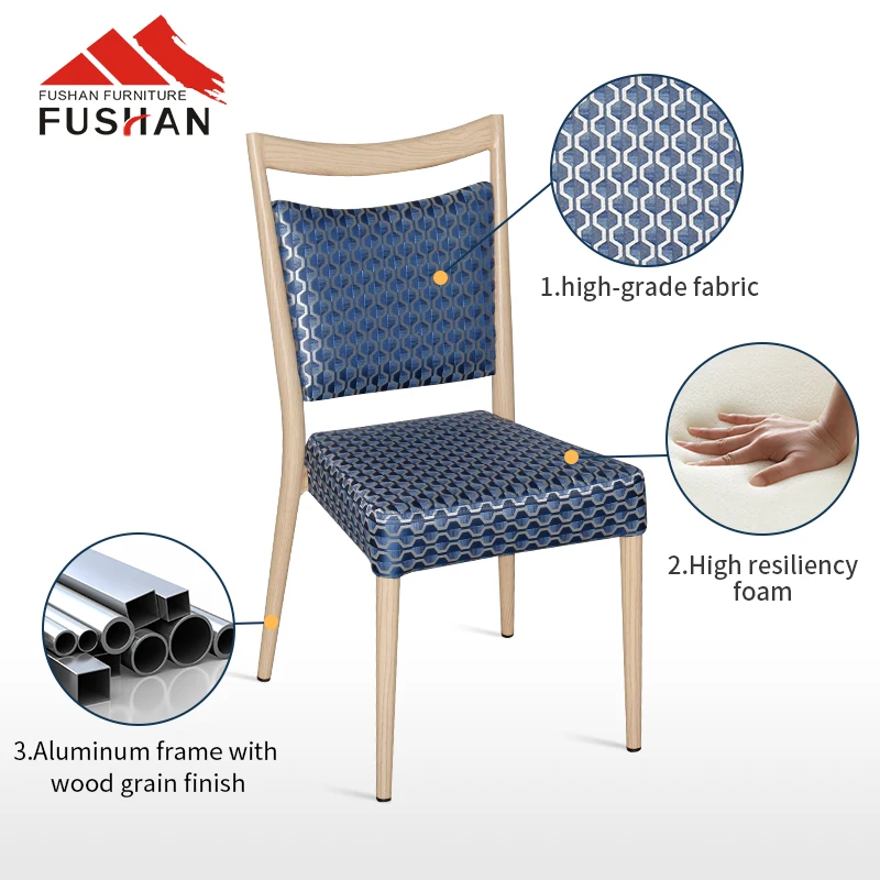 Wholesale hotel furniture metal frame stackable chair wood grain restaurant wedding banquet chair upholstered dining room chair