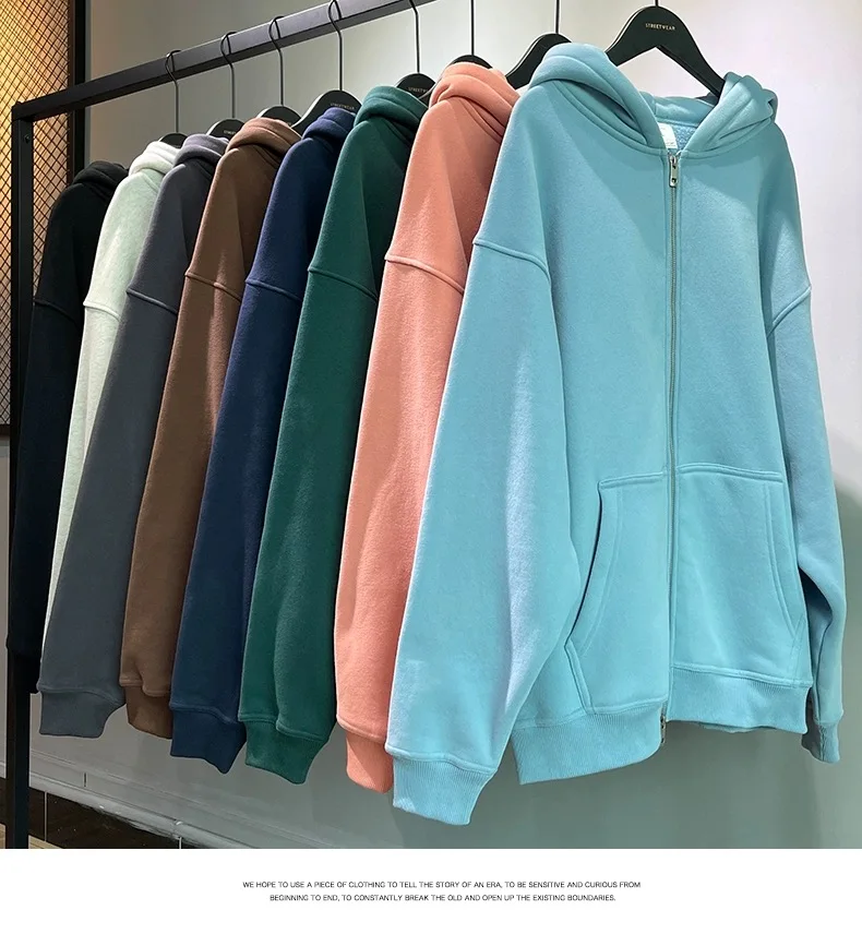 Full Zip Hoodies Heavyweight Blank High Quality Cotton Fleece Full Zip up Hoodie Custom Embroidered Hoodie Zip up
