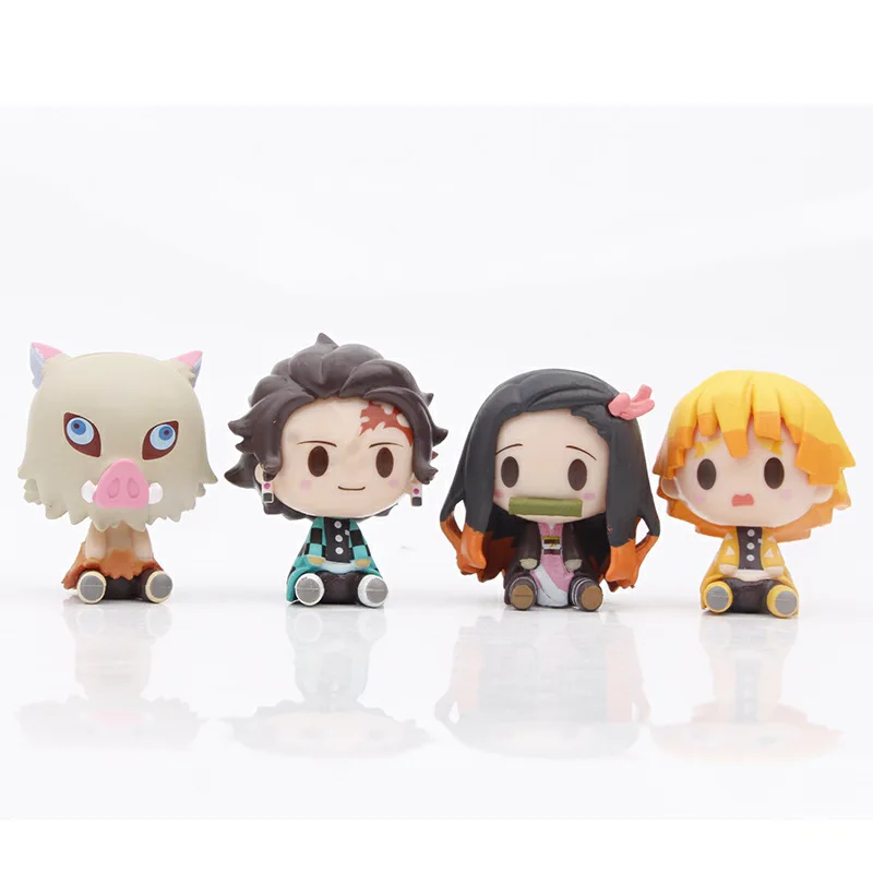 2021 Demon Slayer Q Version 4pcs/set PVC Anime Figure Toy 5CM Kimetsu No Yaiba Action Figure Kamado Tanjirou PVC Doll Model Toys