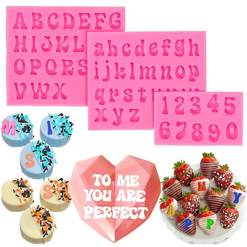 26 uppercase and lowercase English letters and numbers liquid silicone mold diy fondant cake chocolate decoration mold