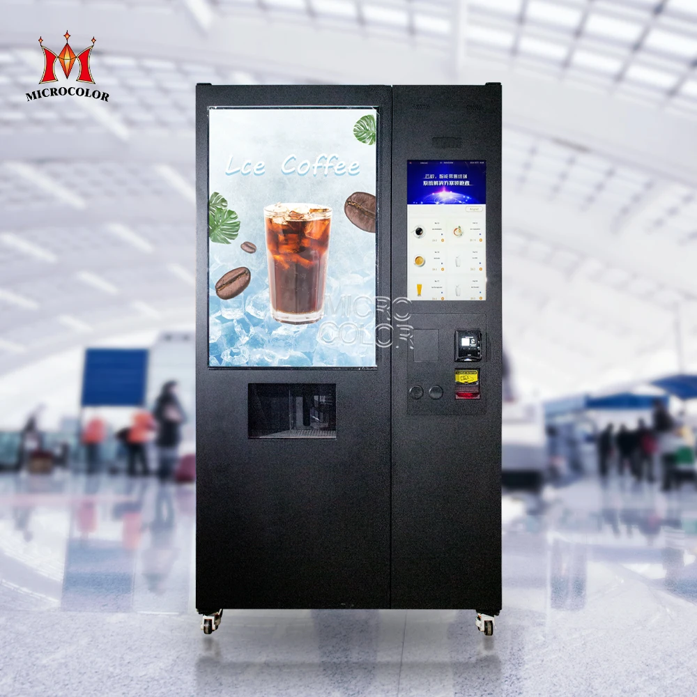 Best Commercial Automatic Coffee Dispenser Robot Coin Operated Fresh Ground Coffee Vending Machine With Bill Acceptor