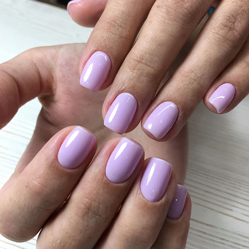 Wholesale Elegant Pink Solid Color Private Lavle Baby Boomer Press On Nails Acrylic Short Kids Impress False Nails Packaging
