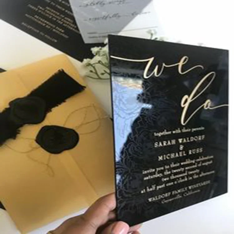 2023 Customized Luxury Acrylic Wedding Invitation Card with Letter Press