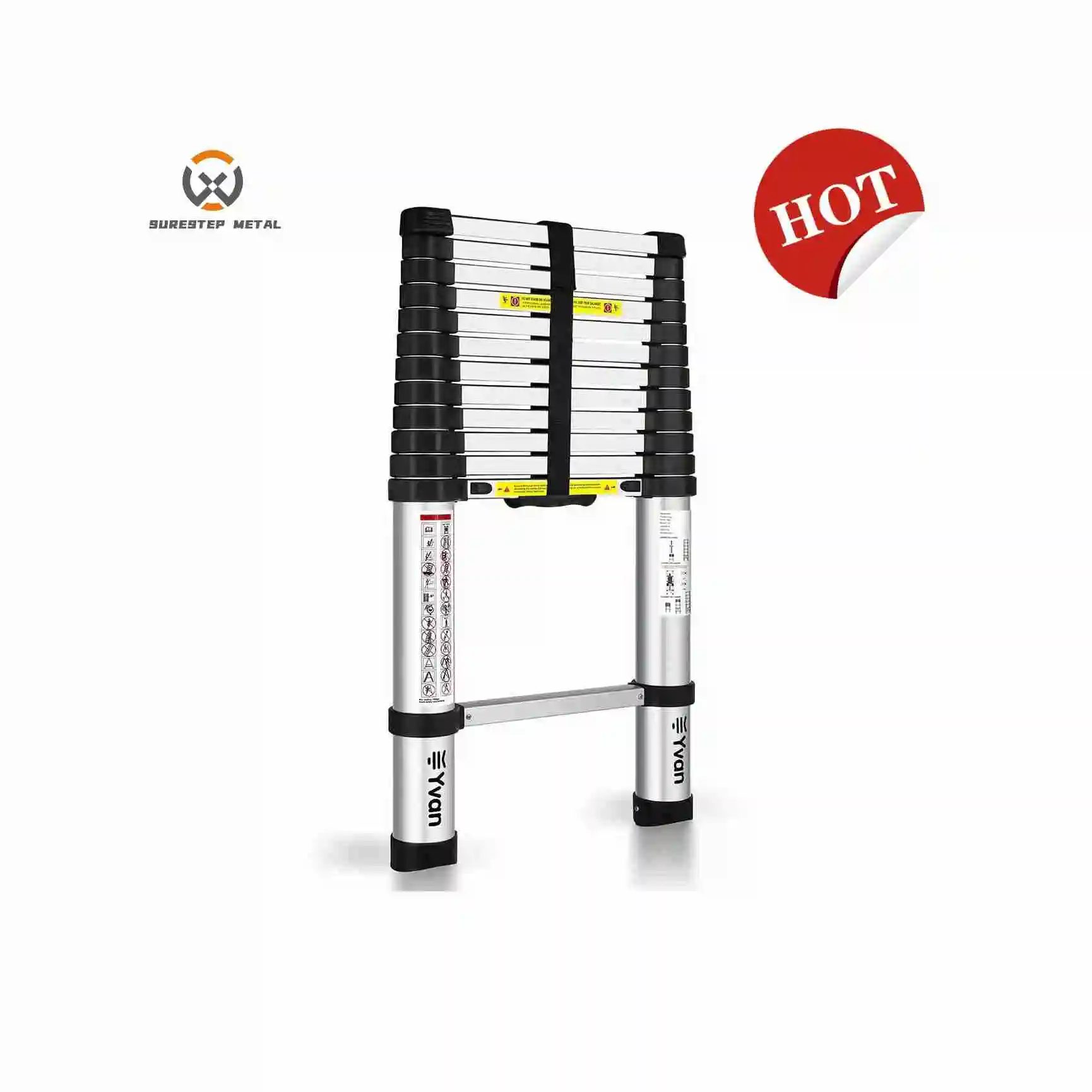 3.2m 11 Steps Aluminium Portable Ladder Foldable Fire Escape  Ladder For Indoor And Outdoor