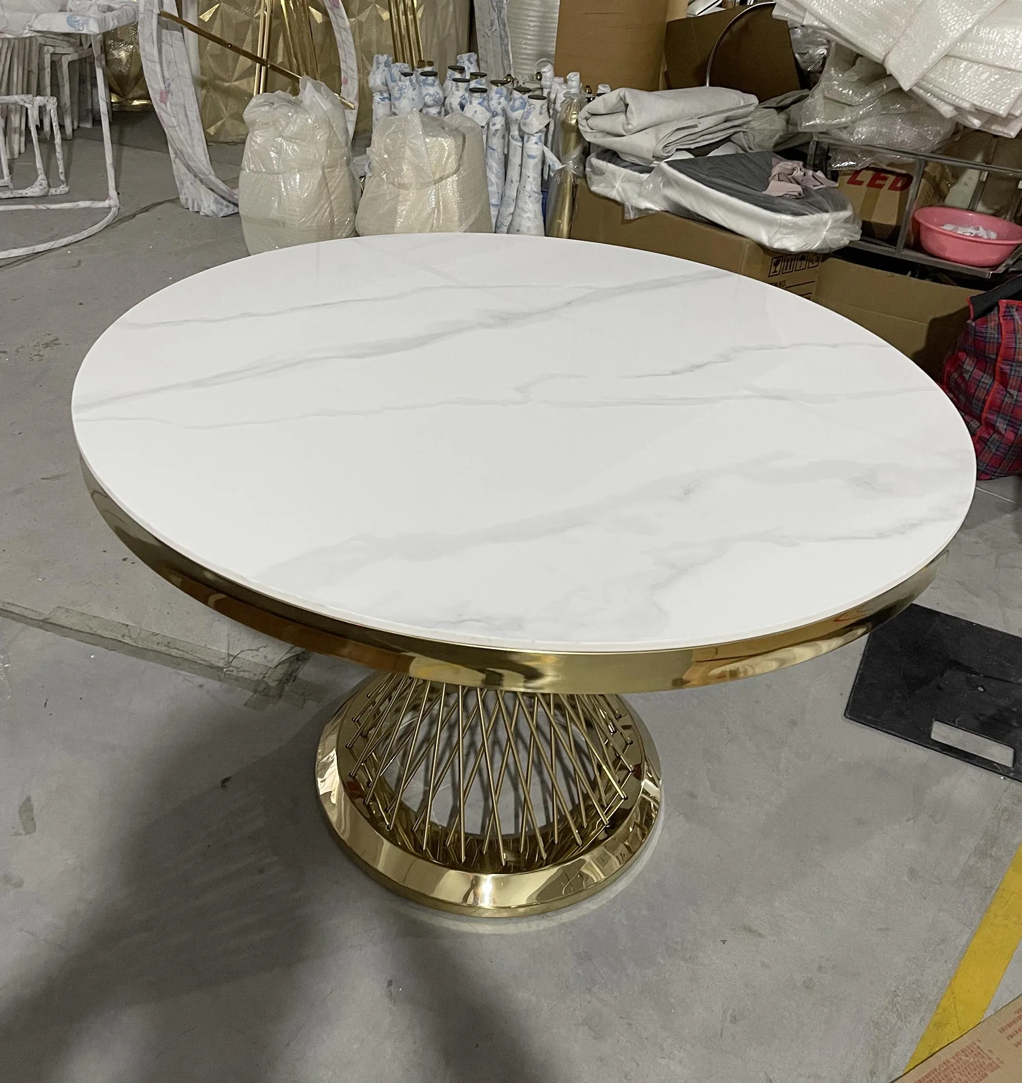 wedding cake stands event party dining table with 48 inches White SINTERED STONE top
