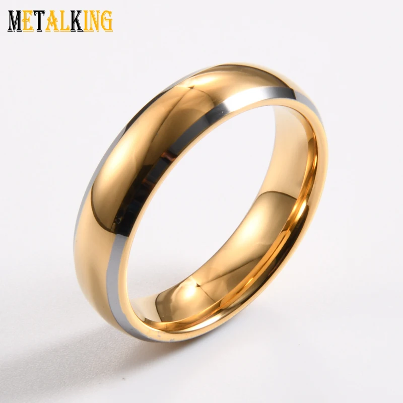 6mm High Polished Silver Gold Tungsten Carbide Ring Wedding Band for Men Women Dome Comfort Fit