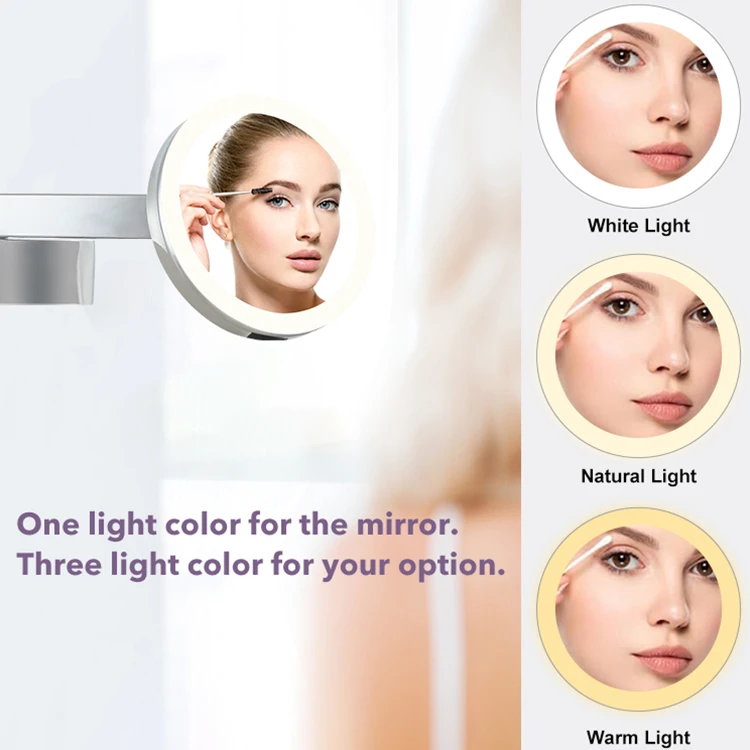 Hot-Selling Lighted Magnifying Makeup Mirror Hotel Bathroom Corner Vanity Wall Hanging Hinged Towing Cordless Mirror