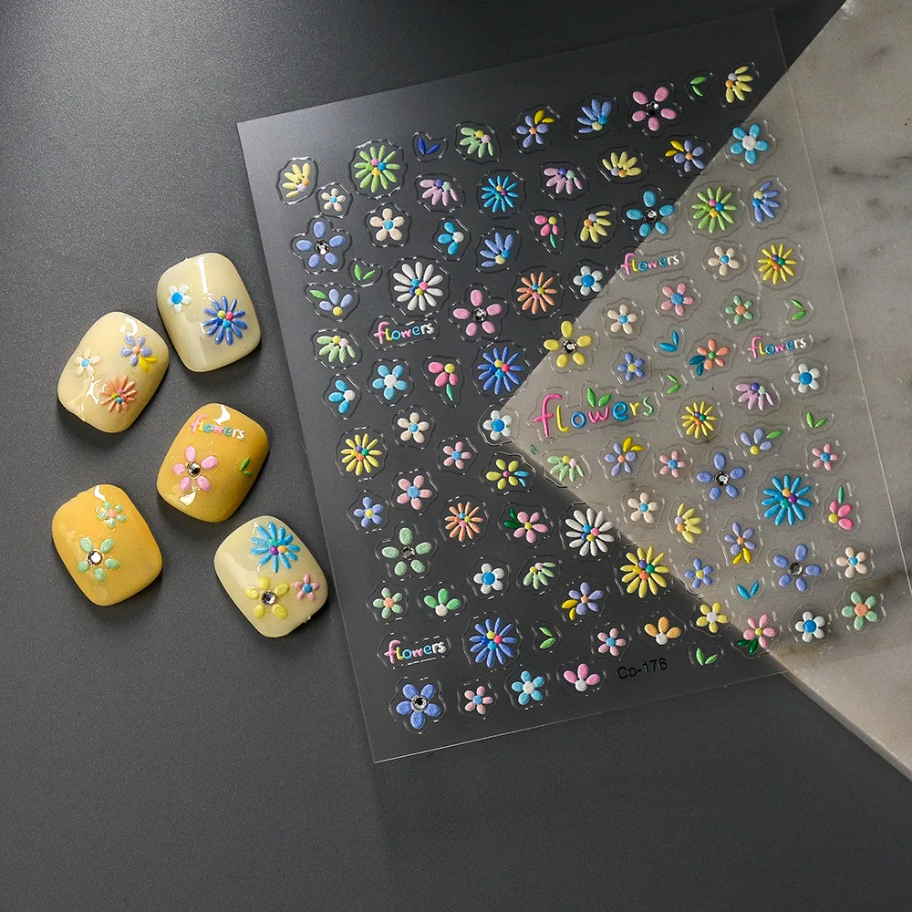 Summer DIY 5D Embossed Flower Nail Art Sticker