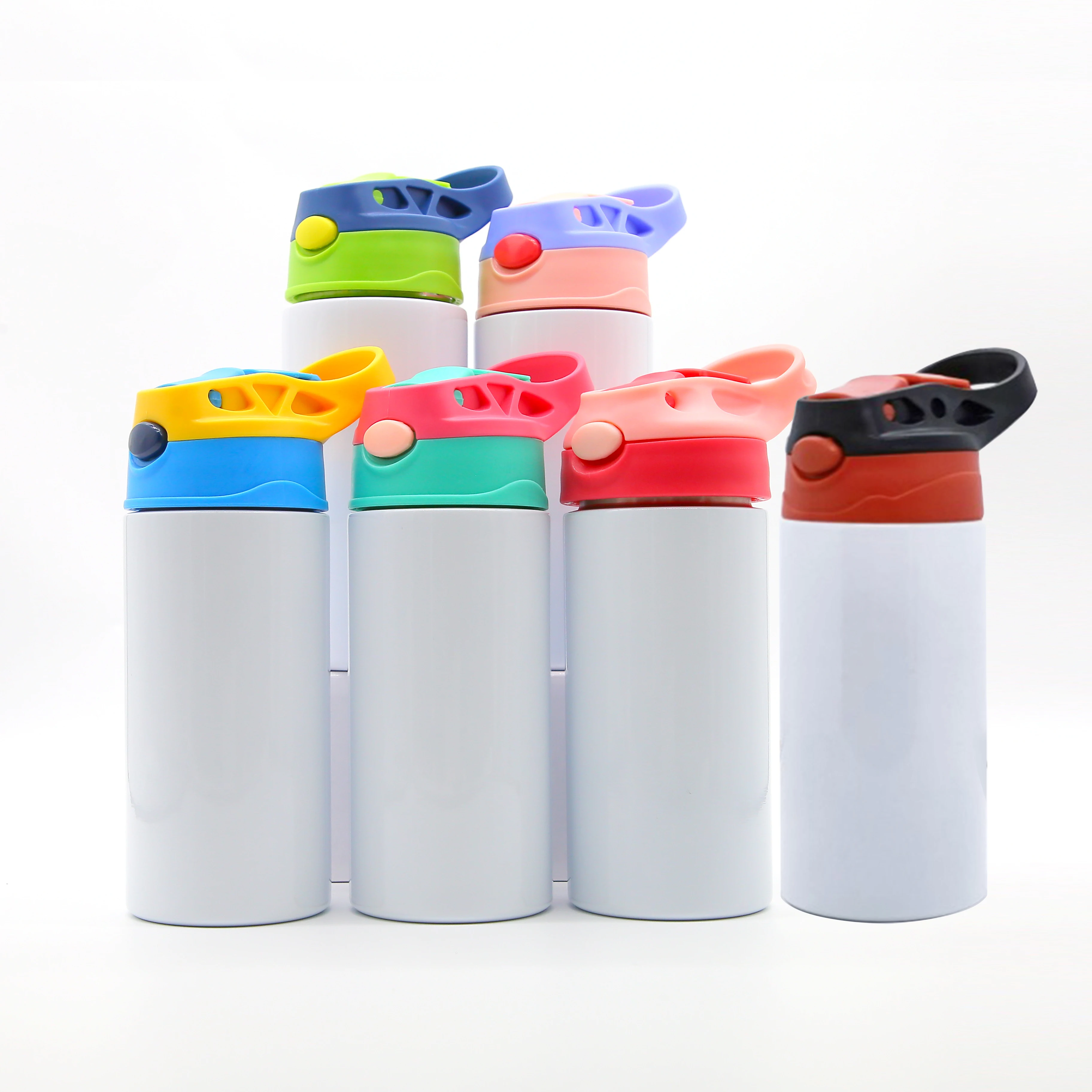 US warehouse 12oz 350ml Sublimation blanks kids Cup Stainless Steel  Flip Top straight Water Bottle Kids sublimation tumbler