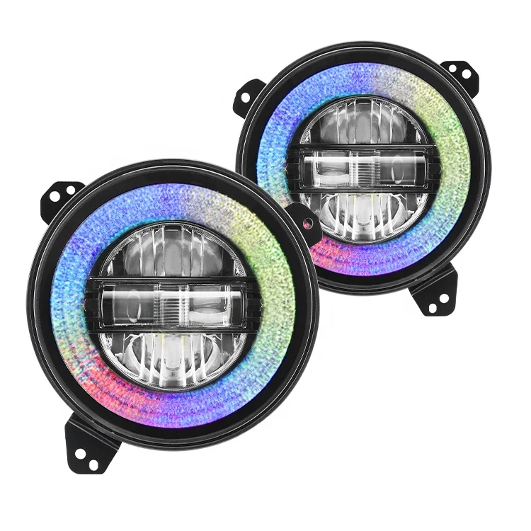 Асэнд Новое поступление точка Emark 30 Вт 9 дюймов диаманта цветная (RGB) светодиодная фара с RGB halo для 2018 + jeep jl