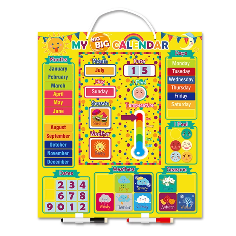 
Children early educational game toys creative magnetic calendar for kids learning weather 