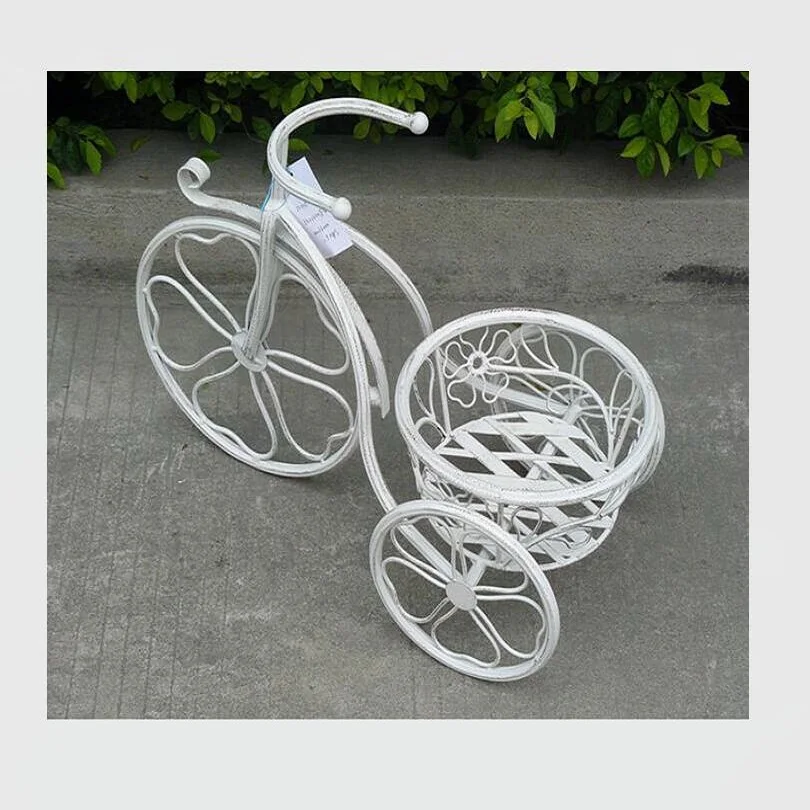 
handicraft home garden decor display shelf metal planter holder bicycle style wrought iron flower pot stands 