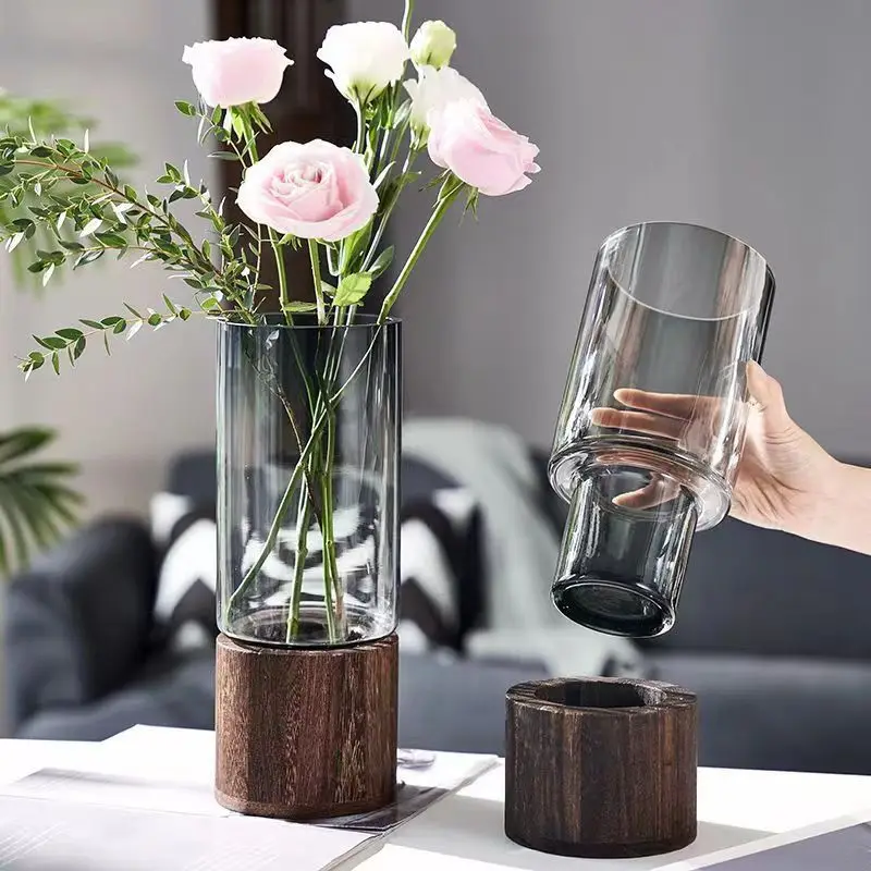 Wholesale Household Crystal Glass Vase for Decor for Home Weddings Flowers Cylinder Shape Northern Europe Hydroponic Decoration