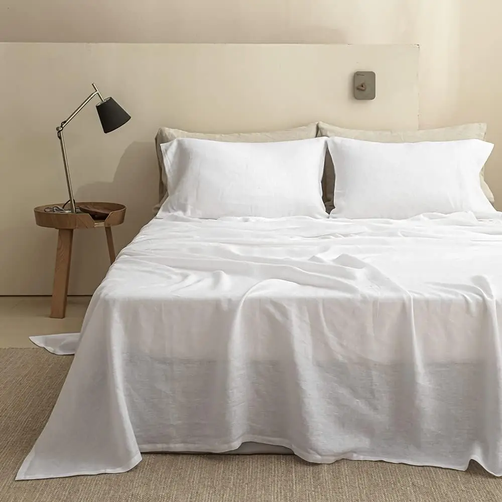 2024 High quality luxury flax linen duvet cover sheets set 100% organic linen cotton custom design