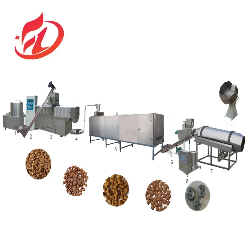 High Productivity Full Dry Pet Dog Cat Kibble Food Making Machine 55KW Processing Line Feed Equipment Gearbox Retail Industries