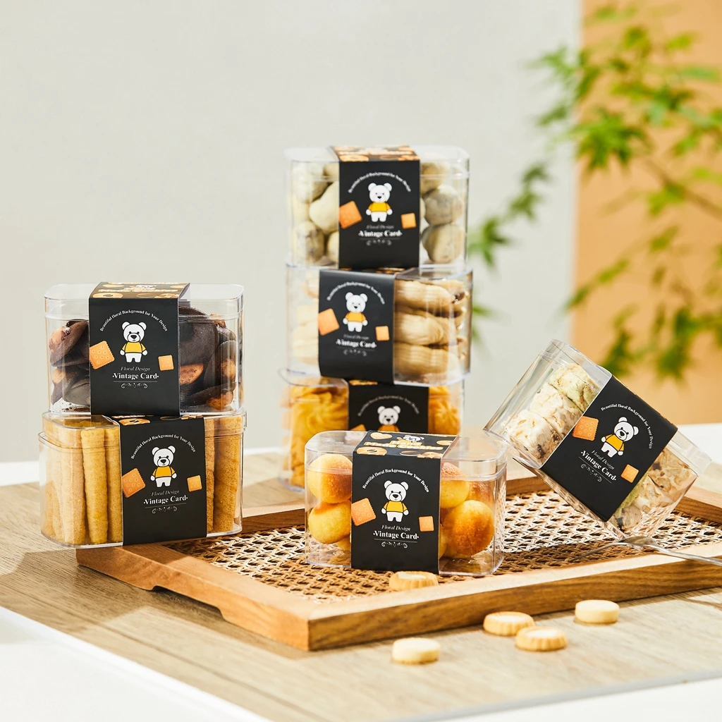 Custom Baking Plastic Packaging Box Transparent Compartment Cookie Boxes Plastic Candy Divided Box