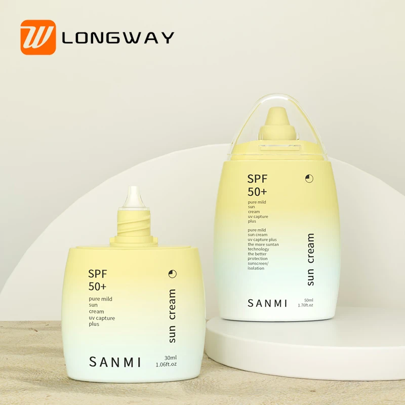 Empty new sunscreen squeeze bottle 30ml 50ml sunscreen bottle packaging with stopper