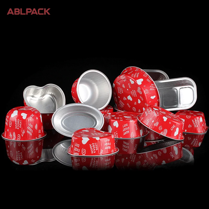 Disposable Rectangle printed Aluminum Foil pancake durian Bakery mould Container Food Grade packaging Safe microwave oven