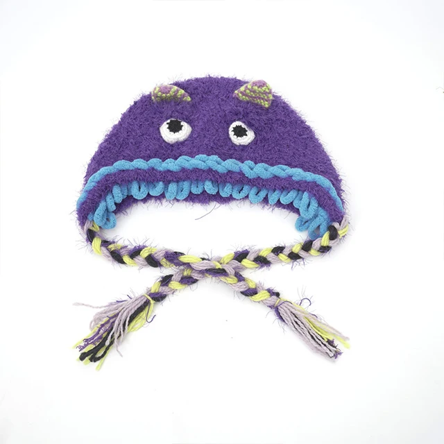 2024 Support custom monster hand-crocheted fall and winter hat plush funny cute day ear protection cycling knitted hat