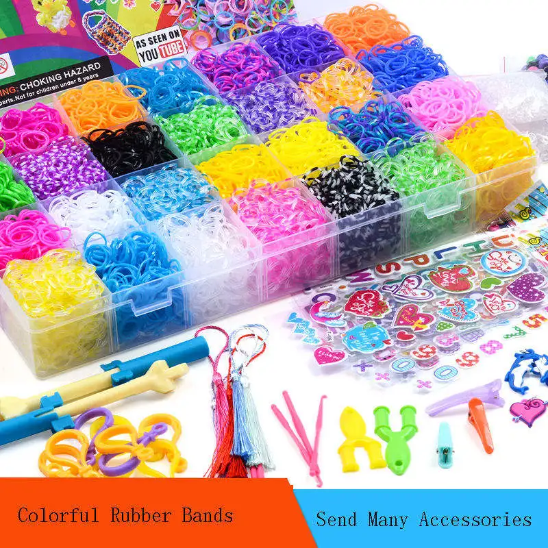 600pcs Multi Color Loom Band Kit Diy Art And Craft Handmade Elastic Rubber Band Bracles Making Kit