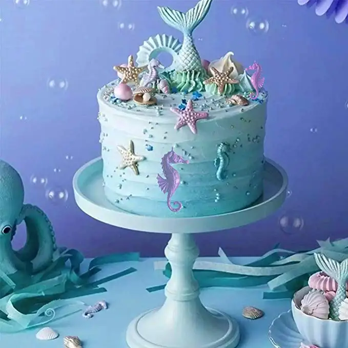 Mermaid Theme Cake Fondant Mold -for Under The Sea Cake Decoration  Seahorse Seashell Starfish Mermaid Tail Silicone Mold