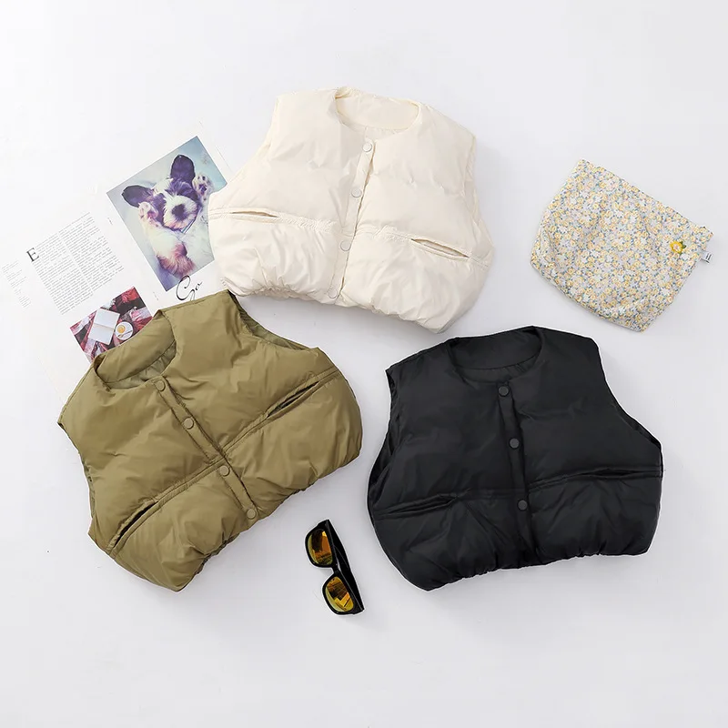 Autumn Winter Kids Clothing Neutral New Korean Style Down Vest Baby Boy Girl Winter Clothes New Born