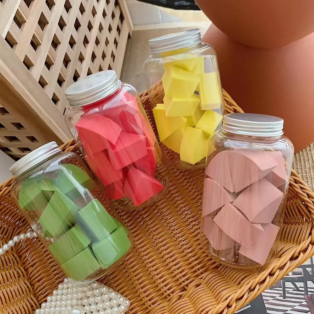 12pcs/box Mini Powder Puff Green Yellow Latex Free Makeup Sponge With Case