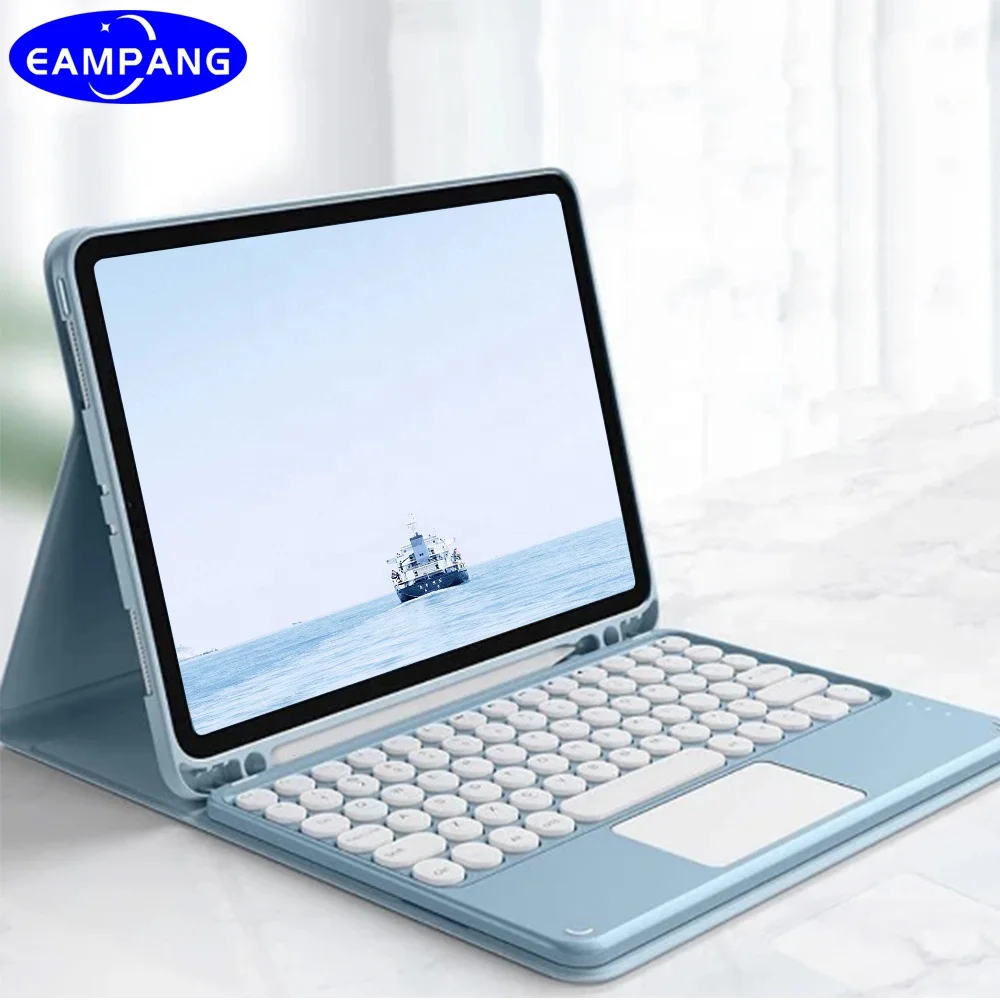 Fashion style Wireless Circular Button Touchpad Keyboard Pen Slot Cover for Samsung Galaxy Tab S9 FE 10.9 Case Keyboard