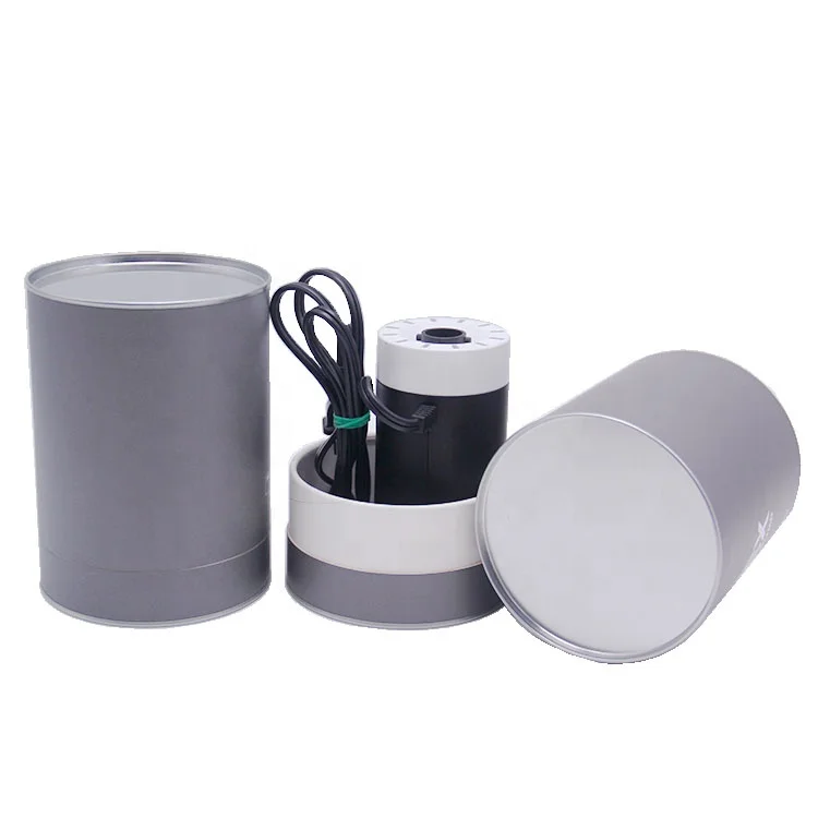 Custom Printed Biodegradable Cardboard Tube Round Electronic Product Box Cylindrical Tube Paper Jar With Metal Bottom
