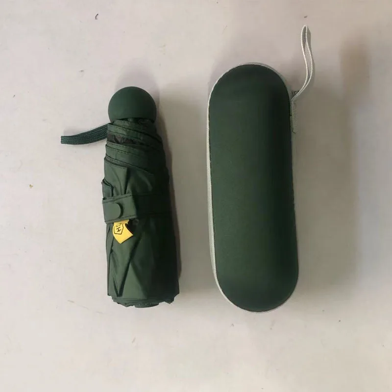 6 ribs Fiberglass commercial umbrella capsule uv umbrella 5 folding uv mini pocket custom printed umbrella