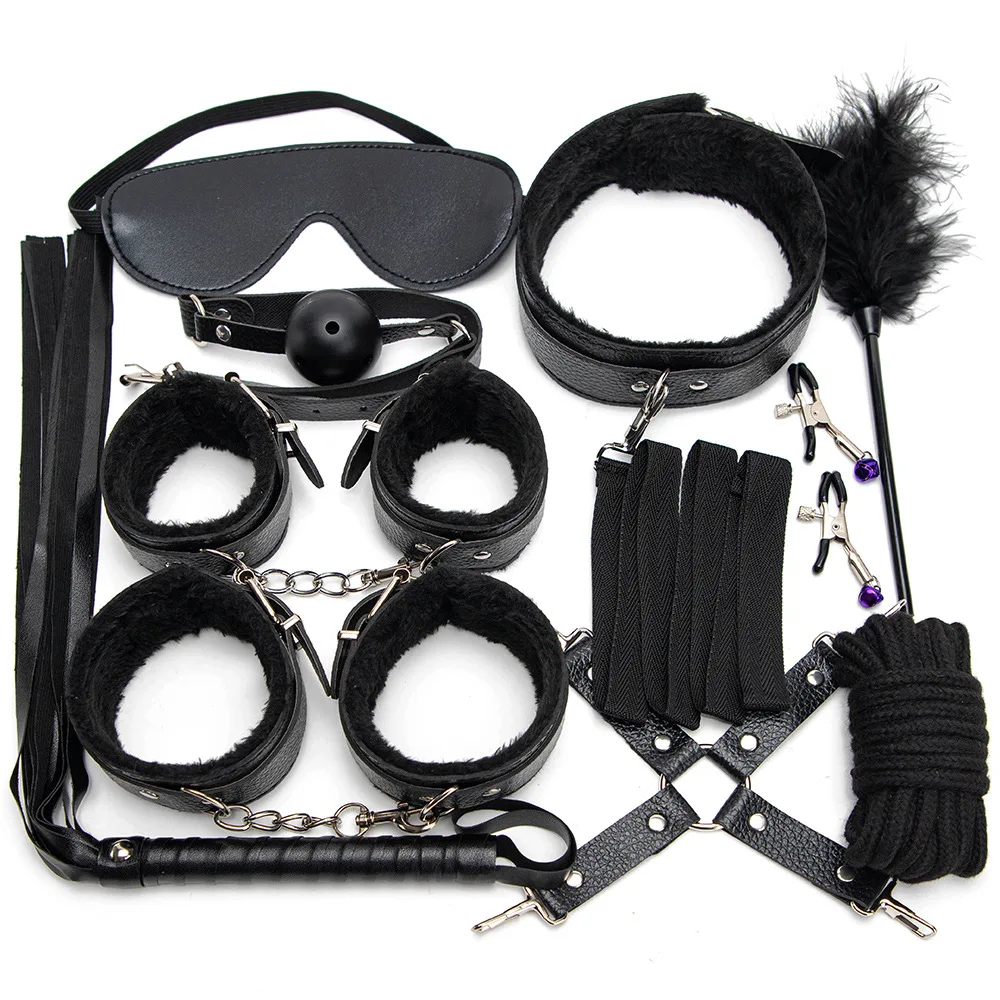 New 10 pcs/set Leather BDSM Bondage Set Restrictions Body Sex Toy For Couple SM Game Restrictions Bondage Set Hot sale products