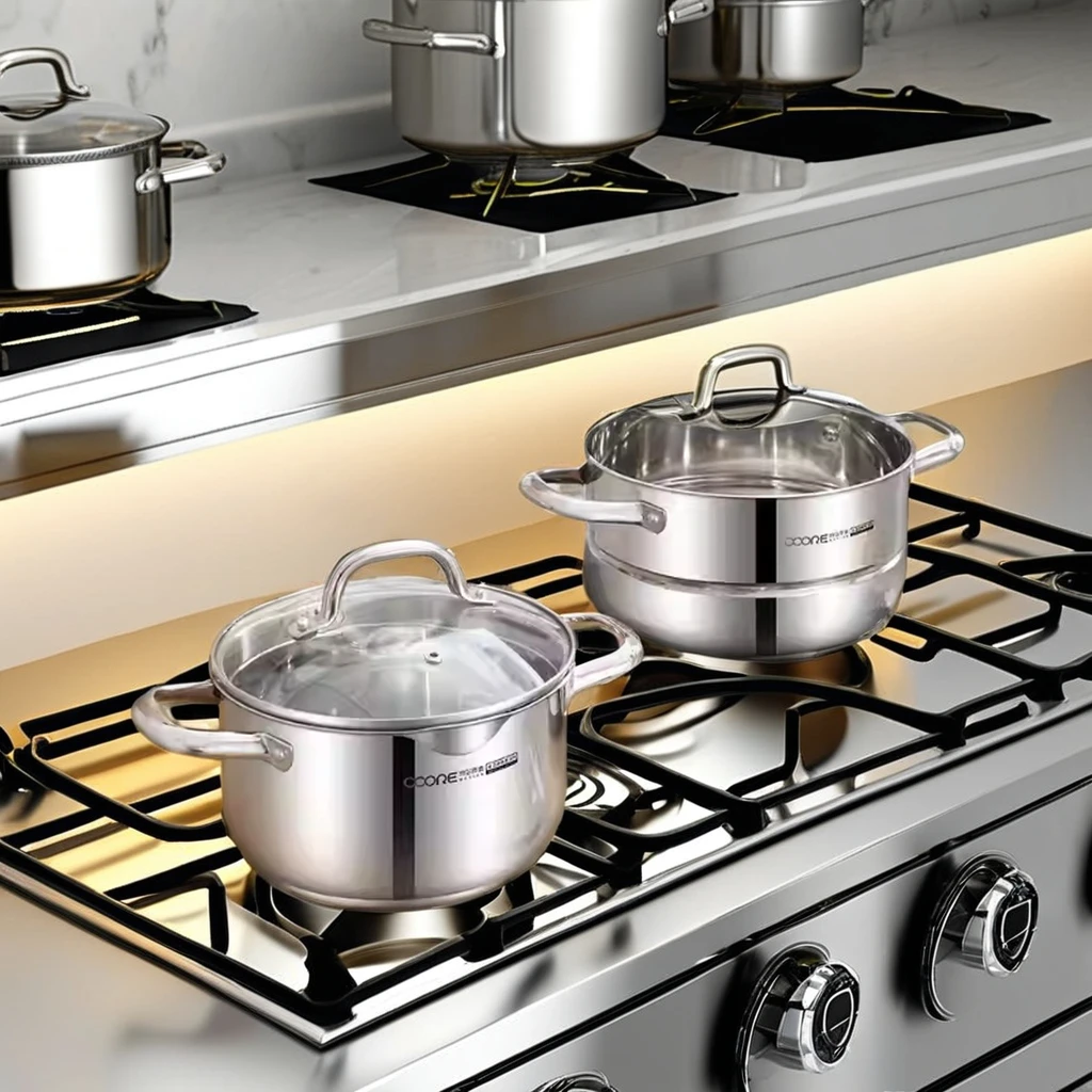 304 Stainless Steel Thickened Household Milk Pot Porridge Pot With 0 Coating For Gas Induction Cooker Soup Stockpot