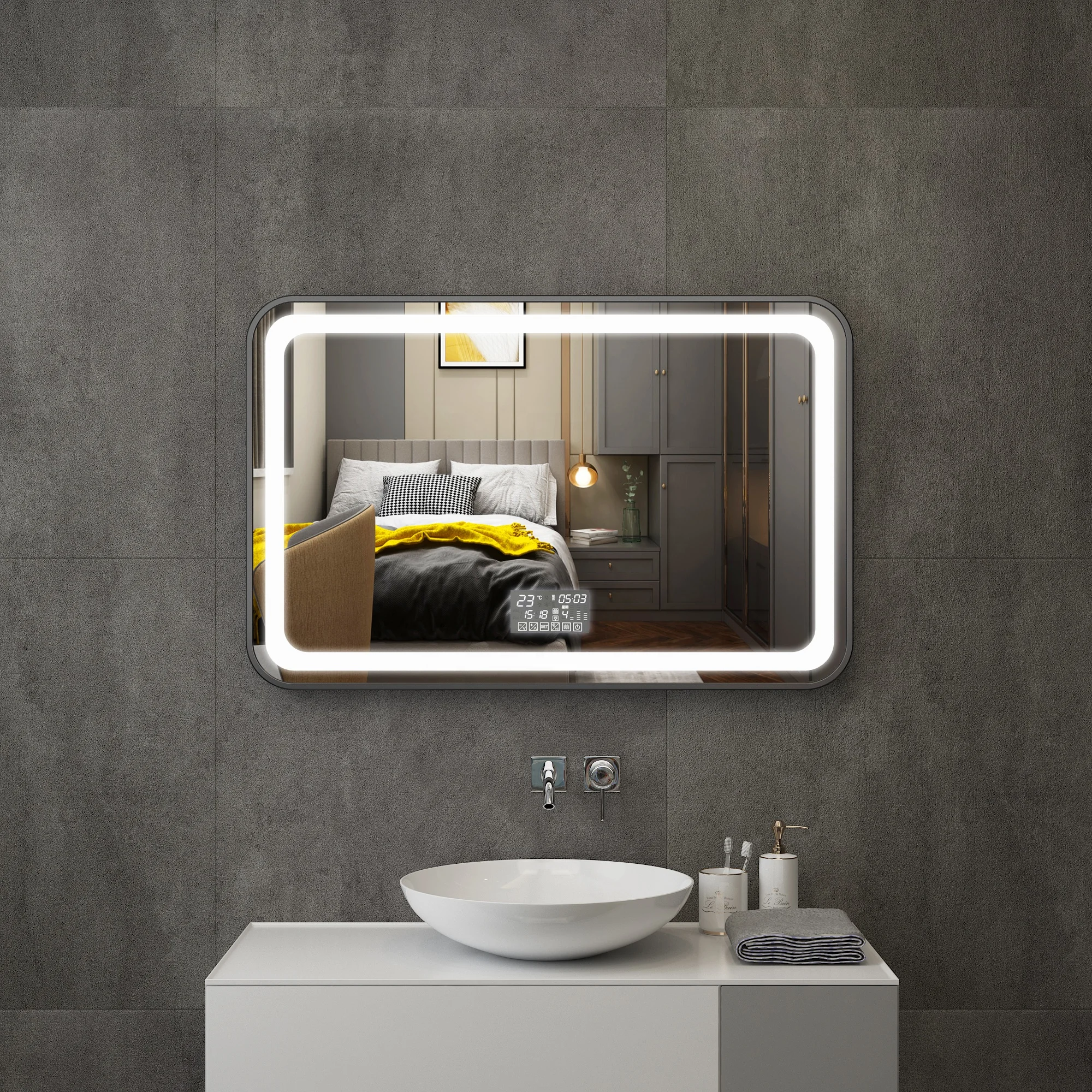 New  Hot Selling Luxury Bathroom IP66 Touch Screen Mirror TV Smart Magic Mirror with LED Light MANUFACTURER