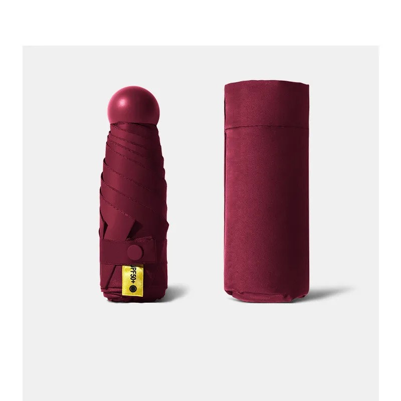 SD Custom Mini Portable Pocket Capsule Case Umbrella 5-Fold Anti UV Protection with Manual Control for Travel Adults