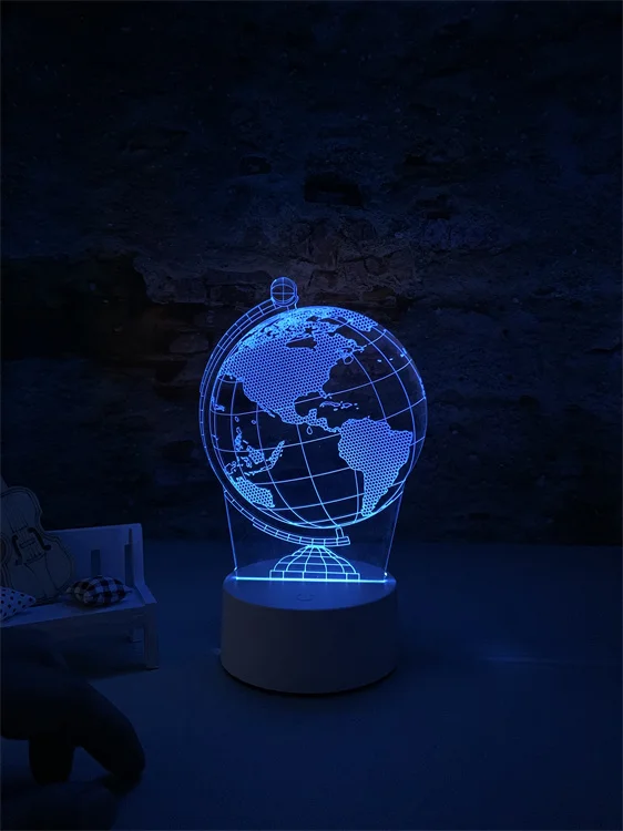 Amazon hot-selling seven-color adjustable globe shape modern custom 3d led night light