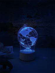 Amazon hot-selling seven-color adjustable globe shape modern custom 3d led night light