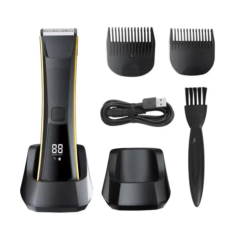waterproof ceramic full body hair trimmer rechargeable groin groomer electric shaver manscaping hair cut shaving machine for men
