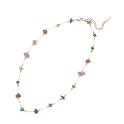 Spot Wholesale Non-tarnish Stainless Steel Plating 14k Golden Natural Stone Crystal Necklace Healing Jewelry