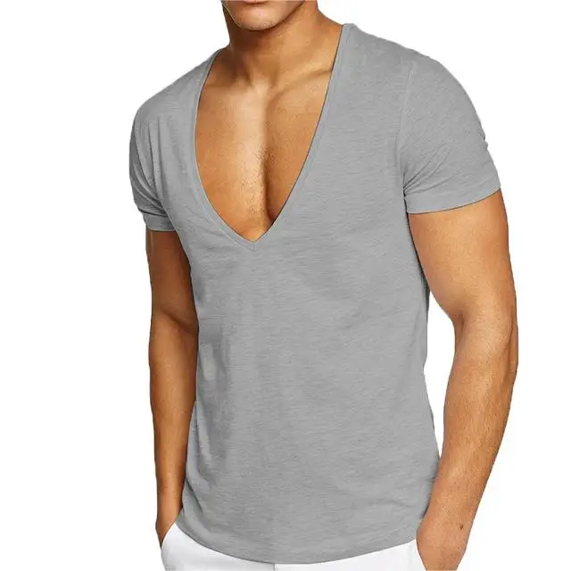 March discount wholesale Custom New Style High Quality clothes 100% Cotton V neck Mens T-shirt