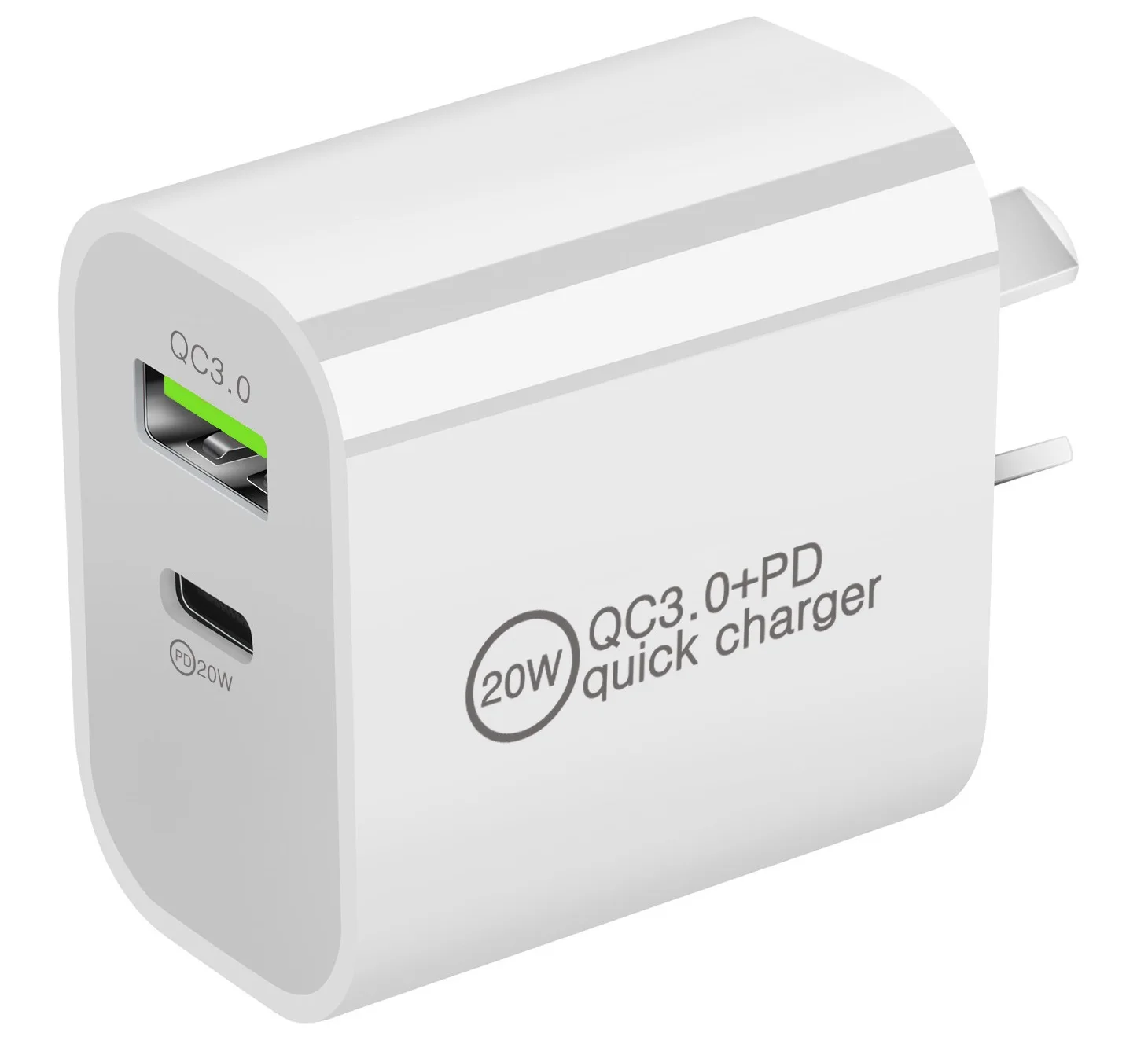 AU QC 3.0 Quick Charge Fast Charging Head 20w Dual Port QC3.0 PD Charger Adapter