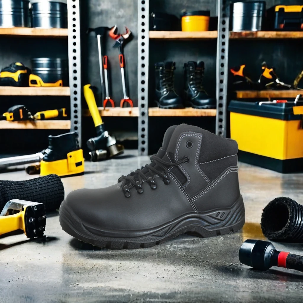 Black Work Shoes Good price Waterproof leather Anti Smashing Construction Nail Puncture Proof for Men