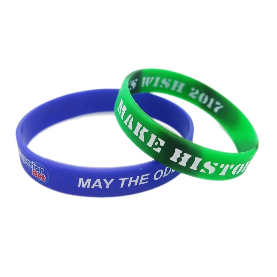 Custom made screen printed silicone rubber bands wristband