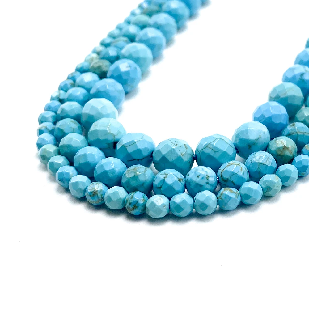 Wholesale Dyed Blue Howlite Turquoise Faceted Round Beads for DIY Jewelry Making