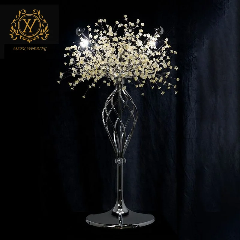 Tall Metal Flower Stand Luxury Crystal Wedding Centerpieces Hollow Spiral Flower Stand for Wedding Table Decoration