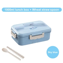 Wheat straw lunch box 1100ml Bento cutlery set Portable lunch & dinner sealed Fresh-keeping box Student insulated Fast food box