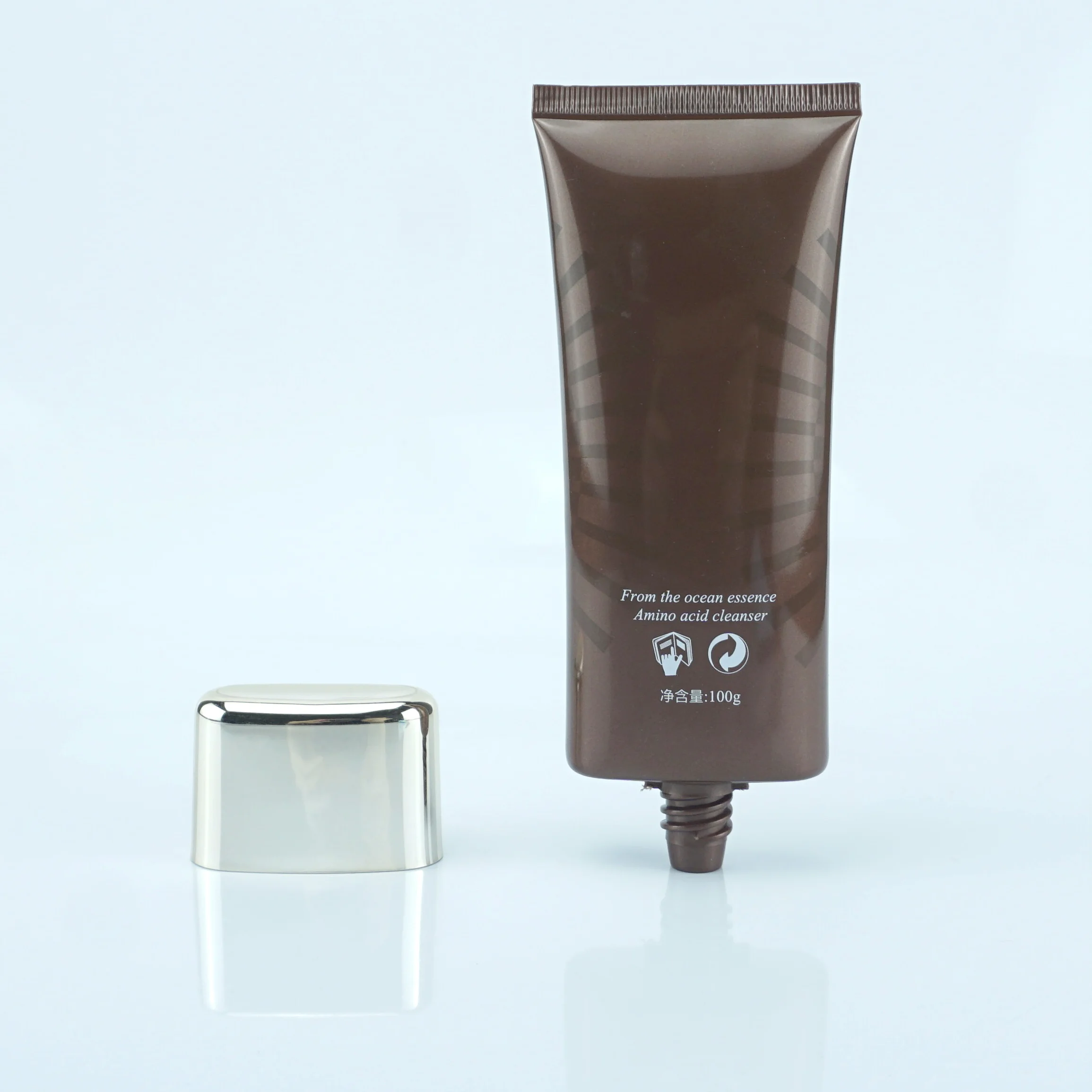 Manufacturer custom 40g 50g 60g Luxury sunscreen packaging spf lotion Tube Screw Cap Silver BB Cream Oval Flat Cosmetic Tube