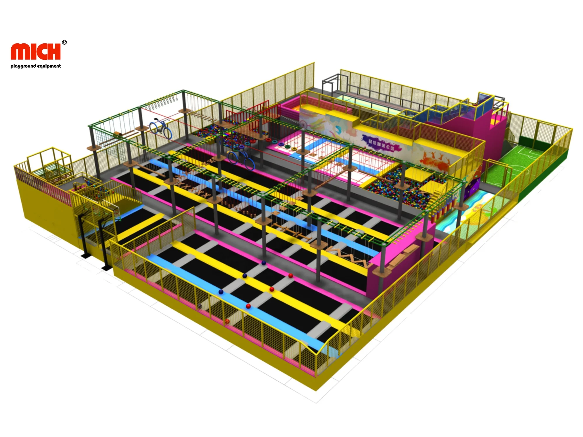 Крытый батут парк с молнией ниндзя воин небо Хождение слайды